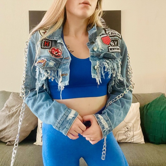 Fashion Nova Patch & Chain Jacket - Picture 8 of 14